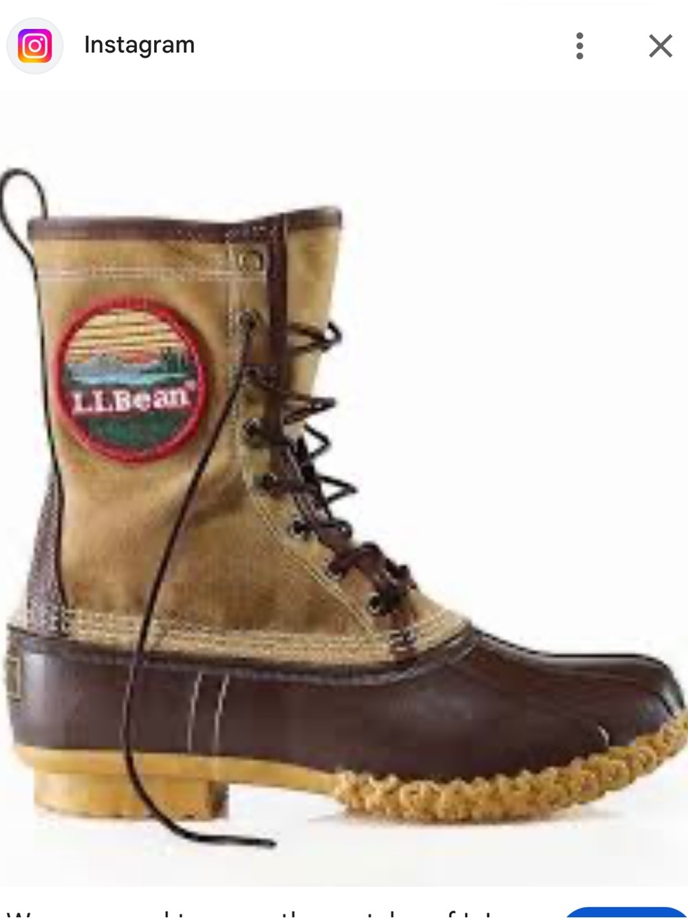 L.L. Bean Brown and Tan Classic Duck Boot woman’s size 9